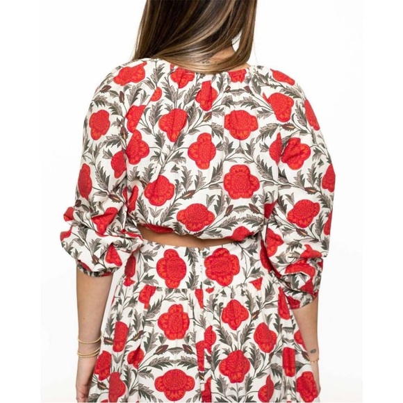 RHODE Este Top Garden of Dream Red Floral NWT Size Large - Picture 2 of 15